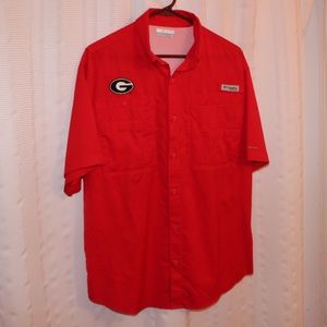 Red UGA Bulldawg Columbia PFG Fishing Shirt